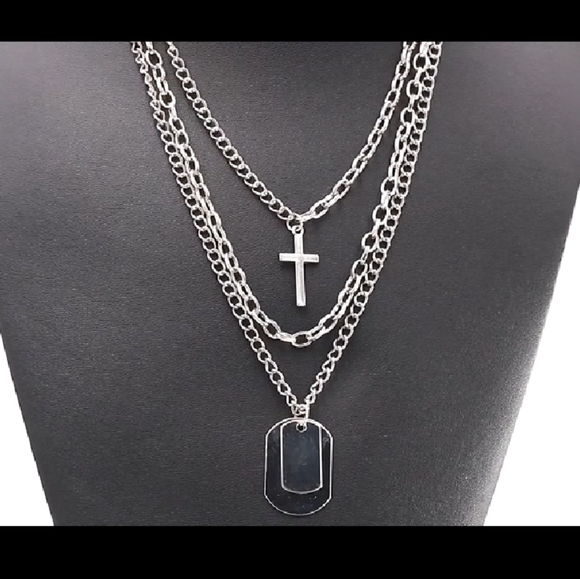 Chain Necklace Egirl Eboy Lock cross key 5 layers - Picture 10 of 13